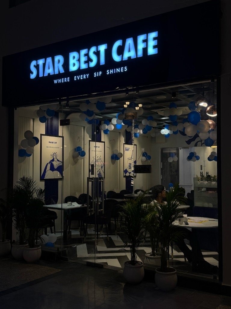 Star Best Cafe storefront at night